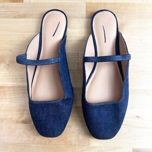 Madewell Greta Blue Denim Mary‎ Jane Mule Slides Casual Shoes Size 9.5